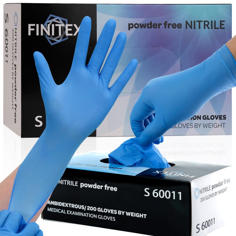 FINITEX Blue Disposable Nitrile Exam Gloves - 200 PCS/BOX 3.5mil Rubber Powder-Free Latex-Free Medical Examination Home Cleaning Food Gloves, MEDIUM - Image 1